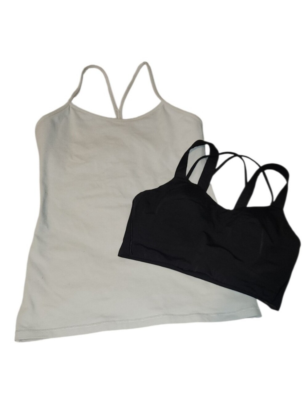 Lululemon White Built-In Bra Top & Black Bralette Set